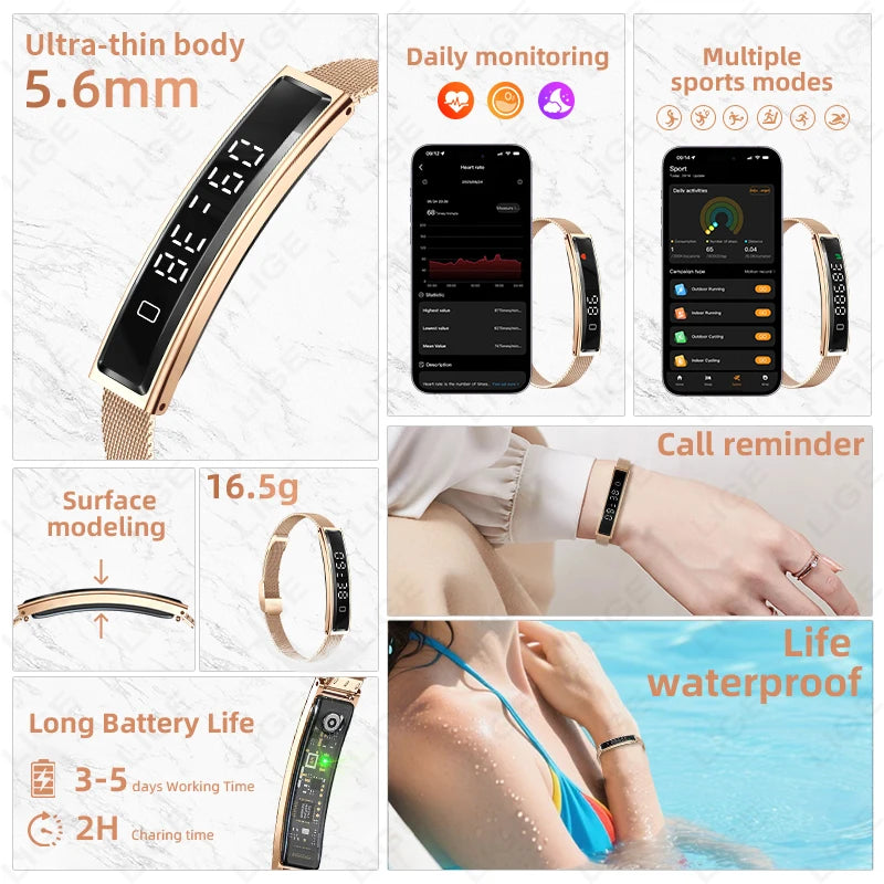Daily Fitness Tracker Women Sport Smart Bracelet 2026 New Fashion Heart Rate Health Monitoring IP68 Waterproof Smart Watch Men