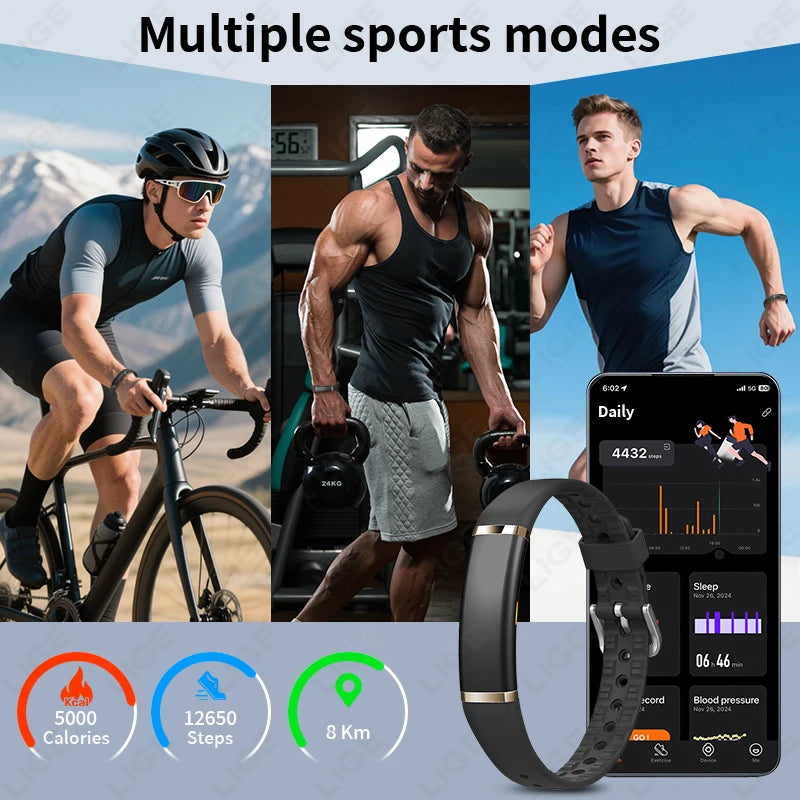 LIGE Sport Band Men Women Fitness Smart Bracelet No Screen Heart Rate Blood Monitor Smart Watch Waterproof Multifunction Watches