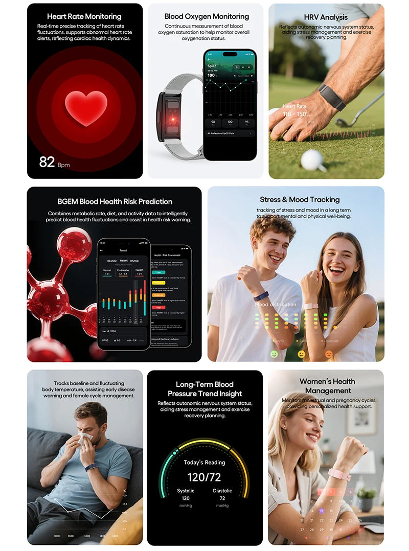 JCVital V5 Black Smart Band Health Trend Monit or Fitness Recovery Bracelet Wearable Device for Rehabilitation
