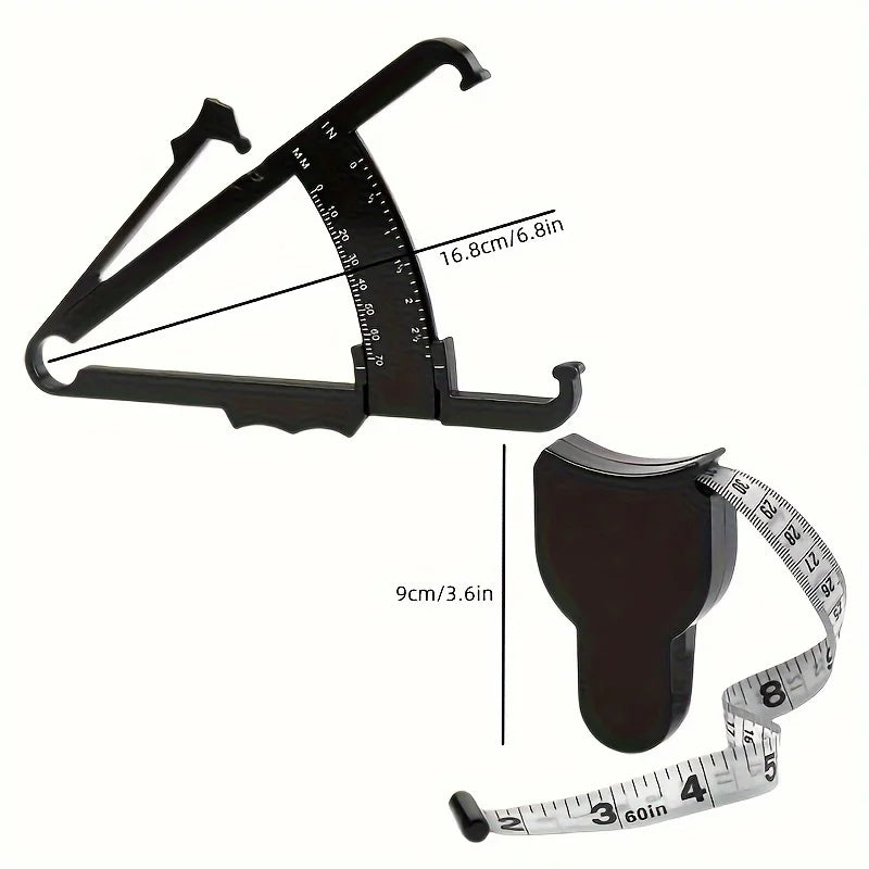 1 Set Body Fat Measuring Device and Waist Tape Combination-Handheld Fat Meter and Tape Measure,Portable Fitness Measurement Too