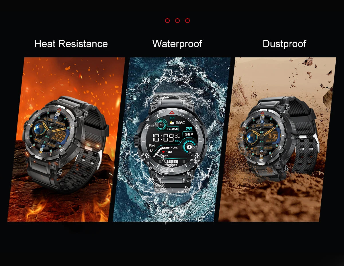 New 3 in 1 Smart Watch for Men With TWS Headset Rugged Military Bluetooth Call Fitness Tracker IP67 Waterproof  for Android iOS