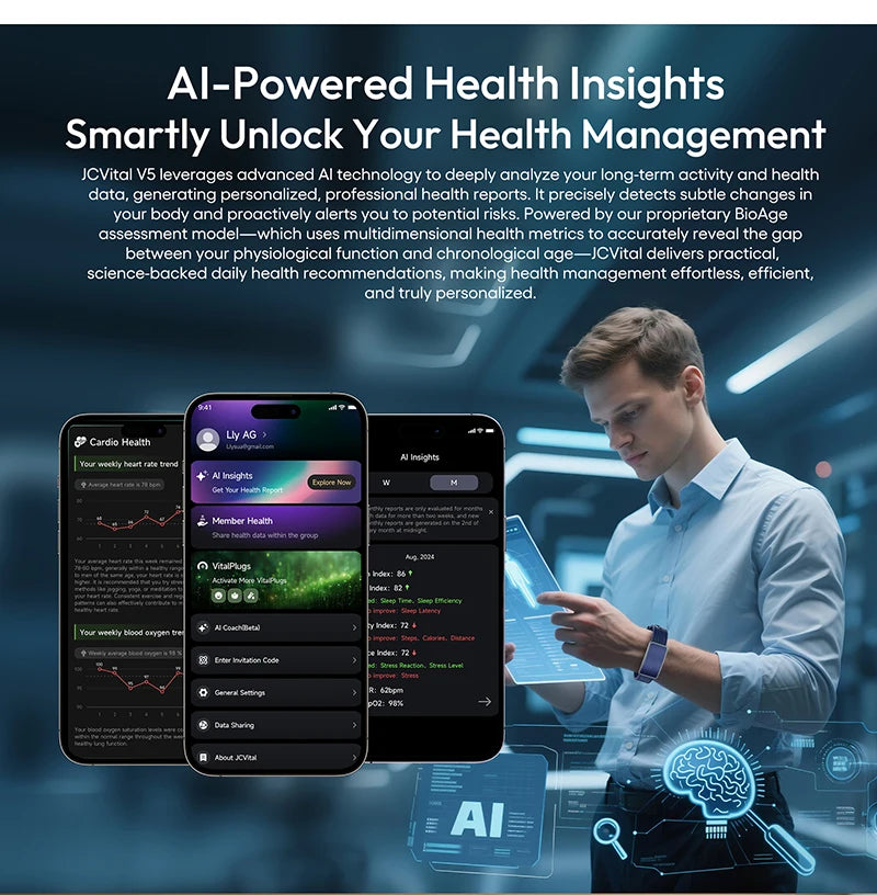 JCVital V5 Black Smart Band Health Trend Monit or Fitness Recovery Bracelet Wearable Device for Rehabilitation