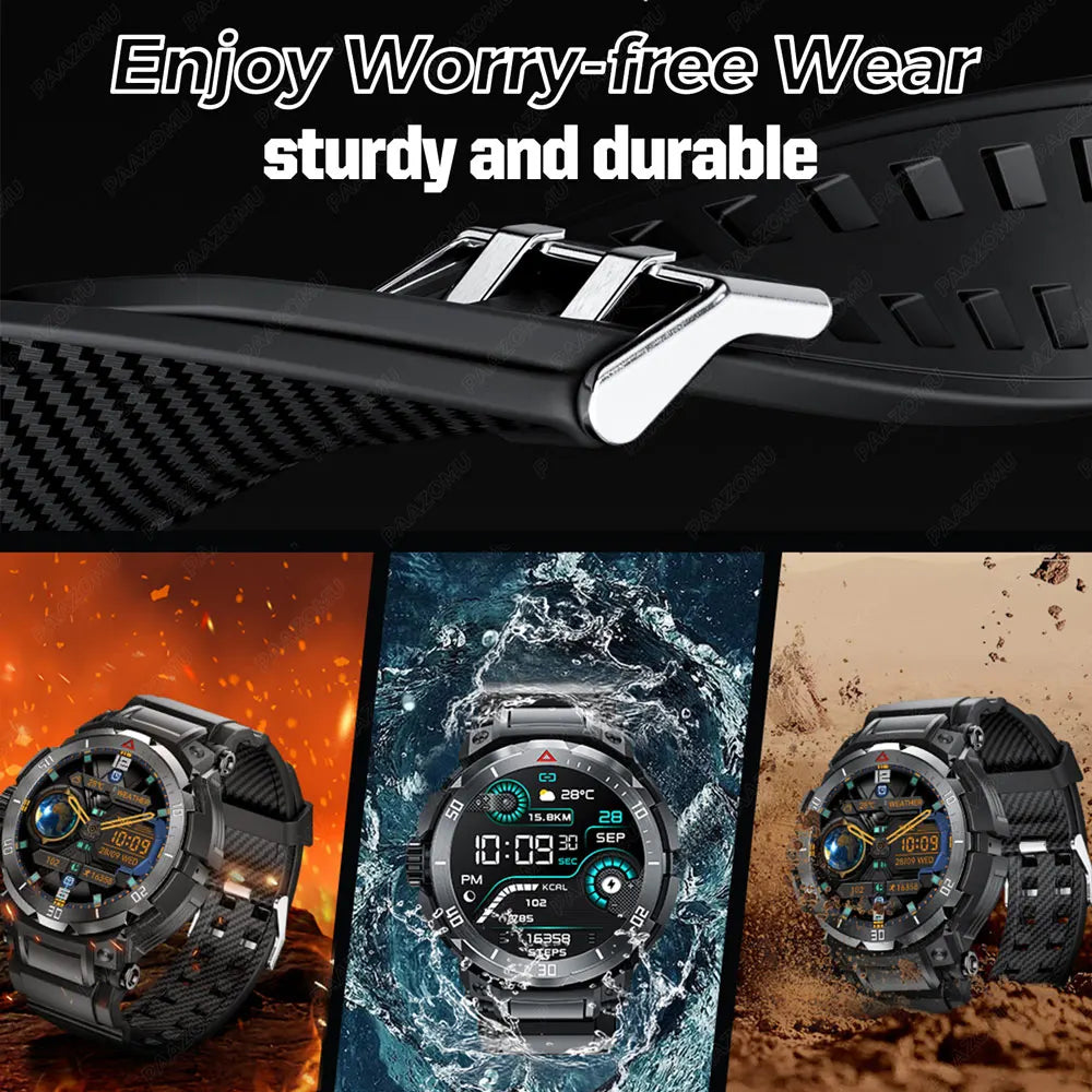 New 3 in 1 Smart Watch for Men With TWS Headset Rugged Military Bluetooth Call Fitness Tracker IP67 Waterproof  for Android iOS
