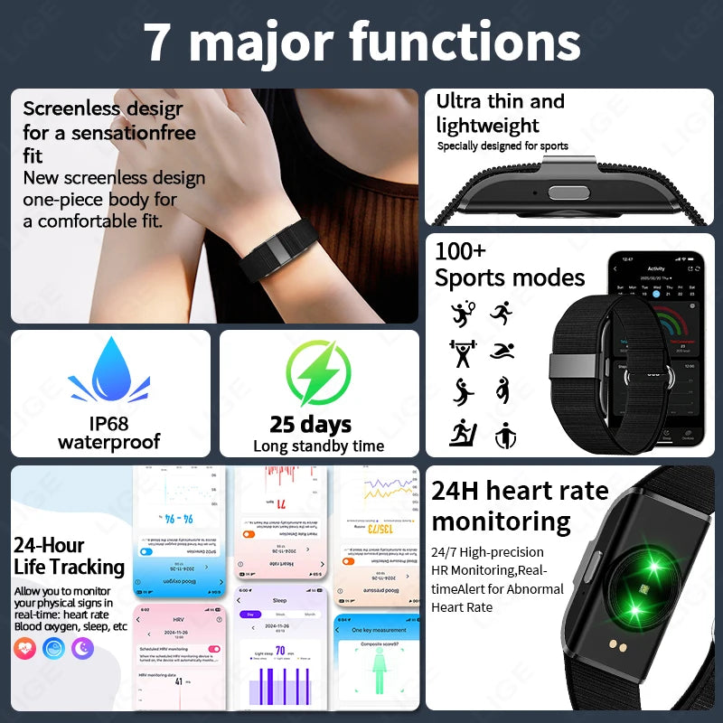 Fitness Tracker Sport Band Men No Screen Smart Bracelet Women Heart Rate Sleep Monitor Pedometer Waterproof Electronic Bracelet