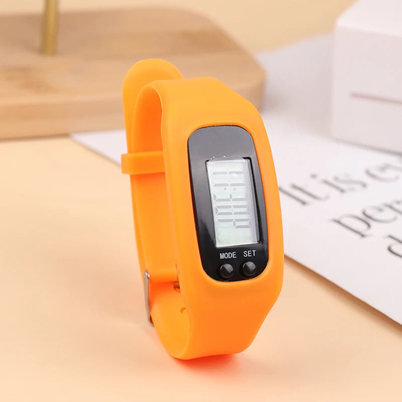 LED Pedometer Bracelet Step Counter Watch with 12/24H Time Display Silicone Fitness Tracker Step Watch