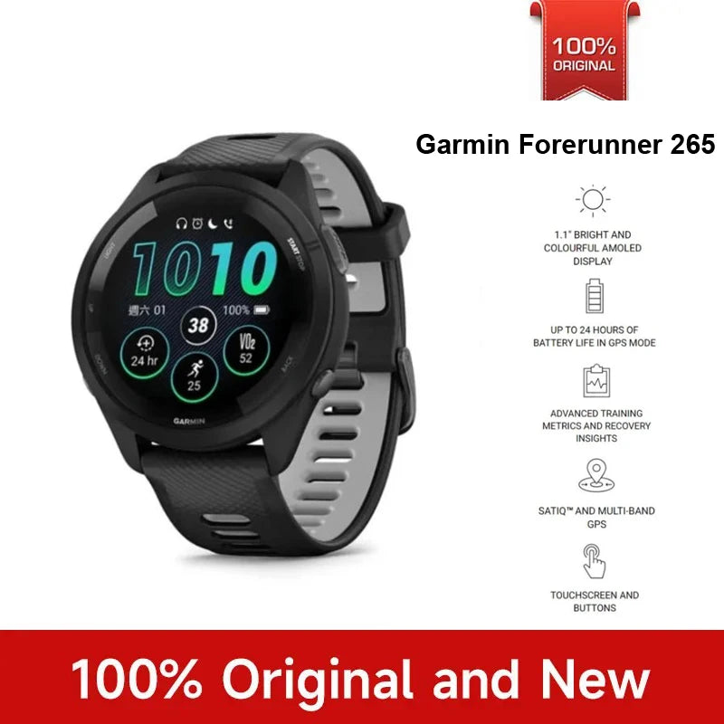 Garmin Forerunner 265 Sports Watch Outdoor GPS Running Fitness Marathon Swimming Chinese Heart Rate Blood Oxygen smartwatch