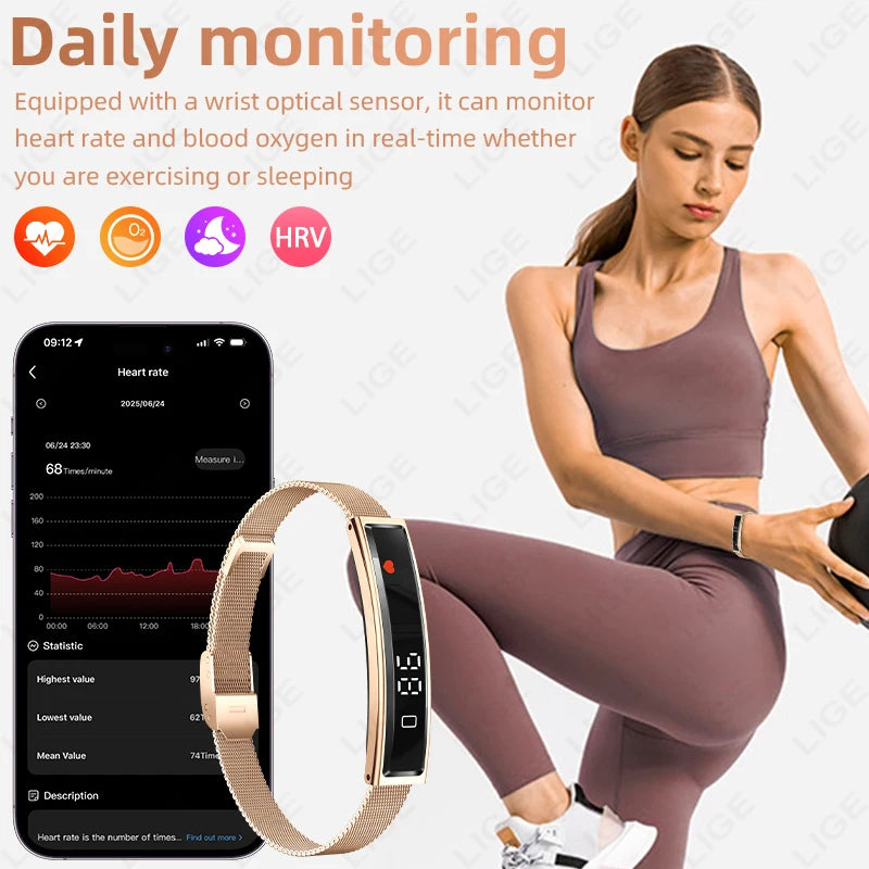 Daily Fitness Tracker Women Sport Smart Bracelet 2026 New Fashion Heart Rate Health Monitoring IP68 Waterproof Smart Watch Men