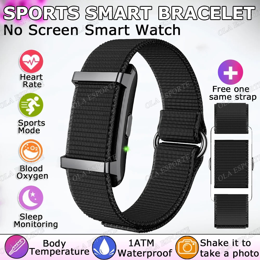 New No Screen Smart Bracelet Fitness Tracker Pedometer Breathable Sport Wristband Message Reminder Heart Rate Monitor Smartwatch