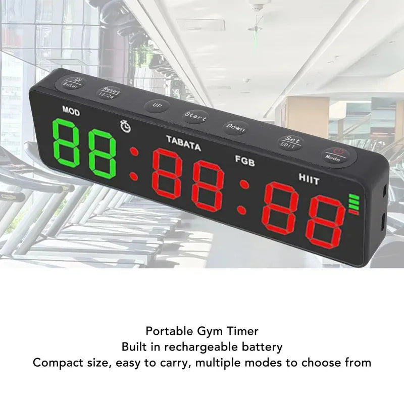 Fitness Digital Timer Gym Timer Clock HIIT Mode Portable Countdown And Count Up Rechargeable Stopwatch Magnetic For Boxing