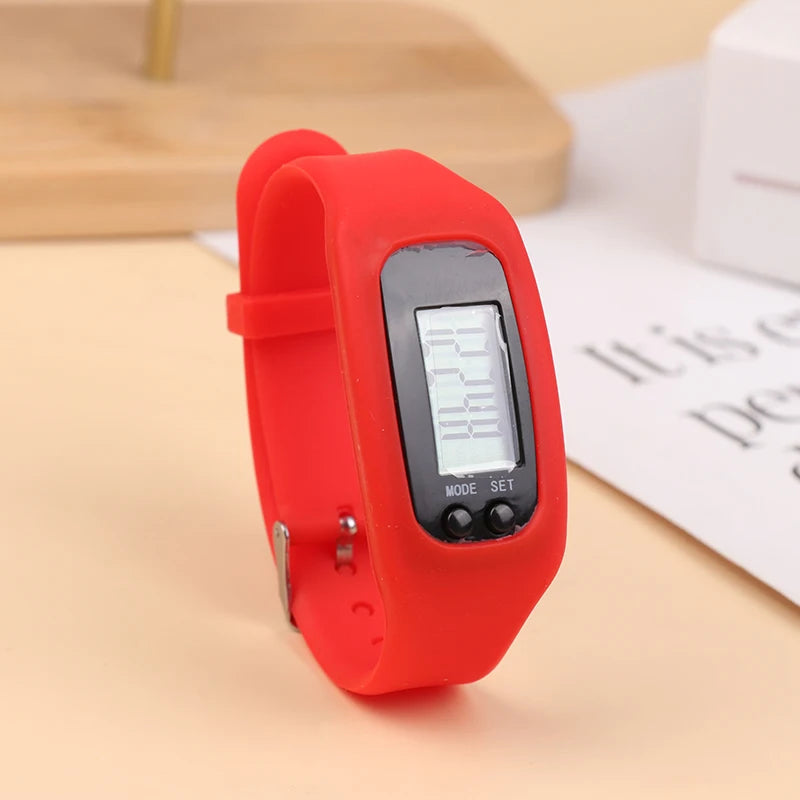 LED Pedometer Bracelet Step Counter Watch with 12/24H Time Display Silicone Fitness Tracker Step Watch