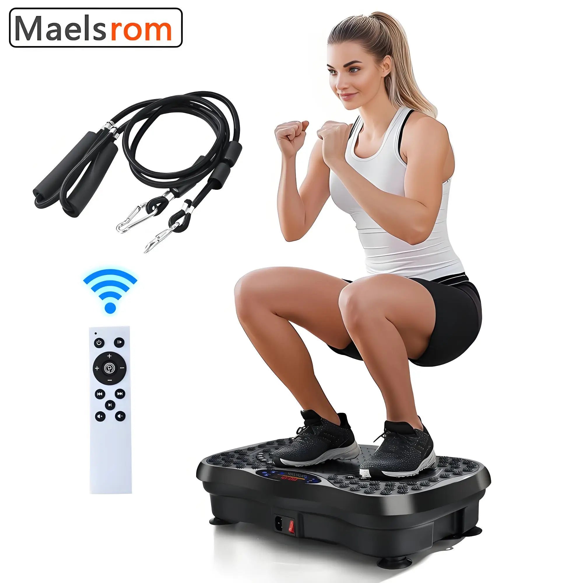 Vibration Plate Board Fitness Exercise Machine with Bluetooth Speaker Fat Burning Weight Loss Resistance Bands for Muscle Toning