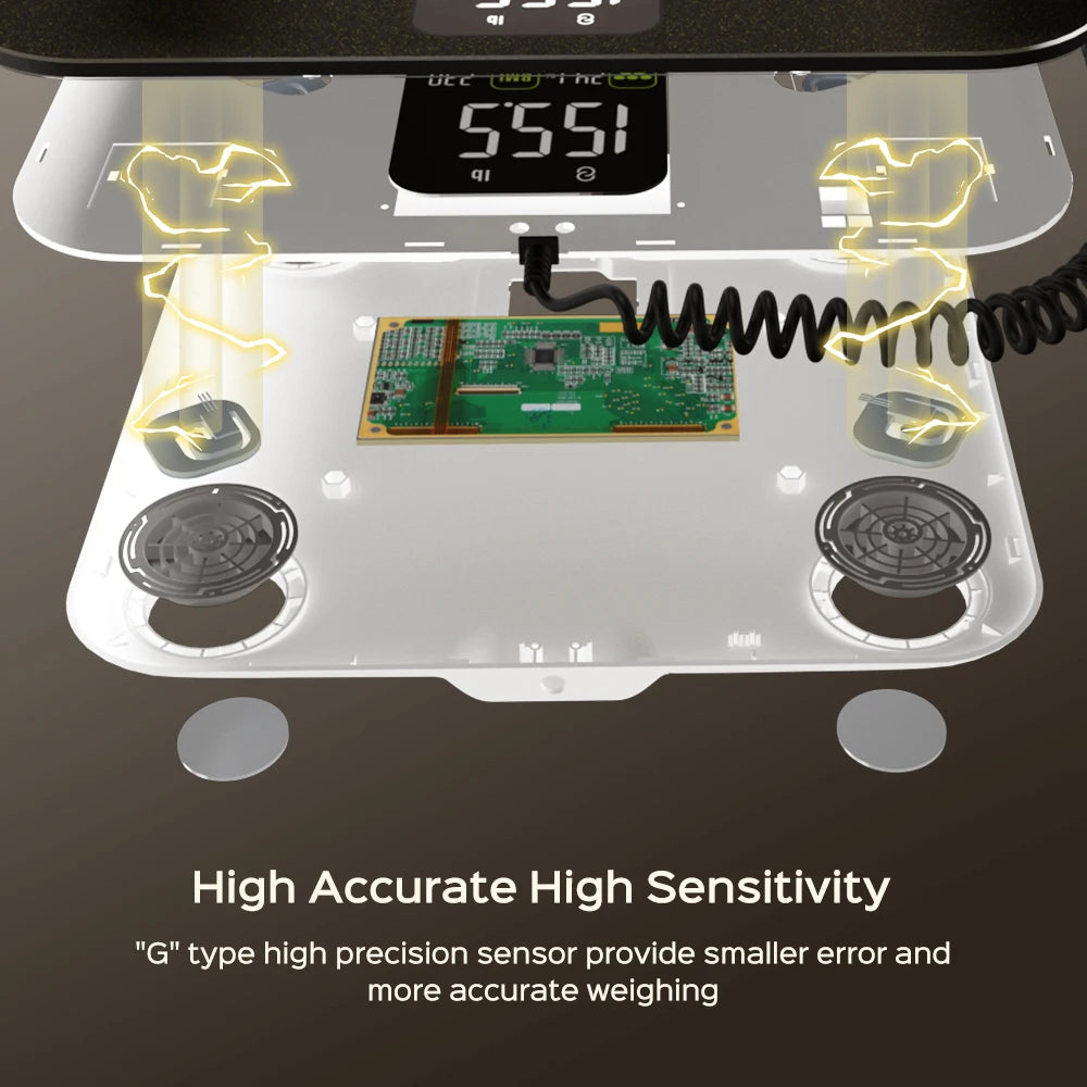 Fitdays 8 Electrode Smart Body Scale Smart Full Body Composition Bioimpedance Scale Digital Body Fat Weight Scale Balance