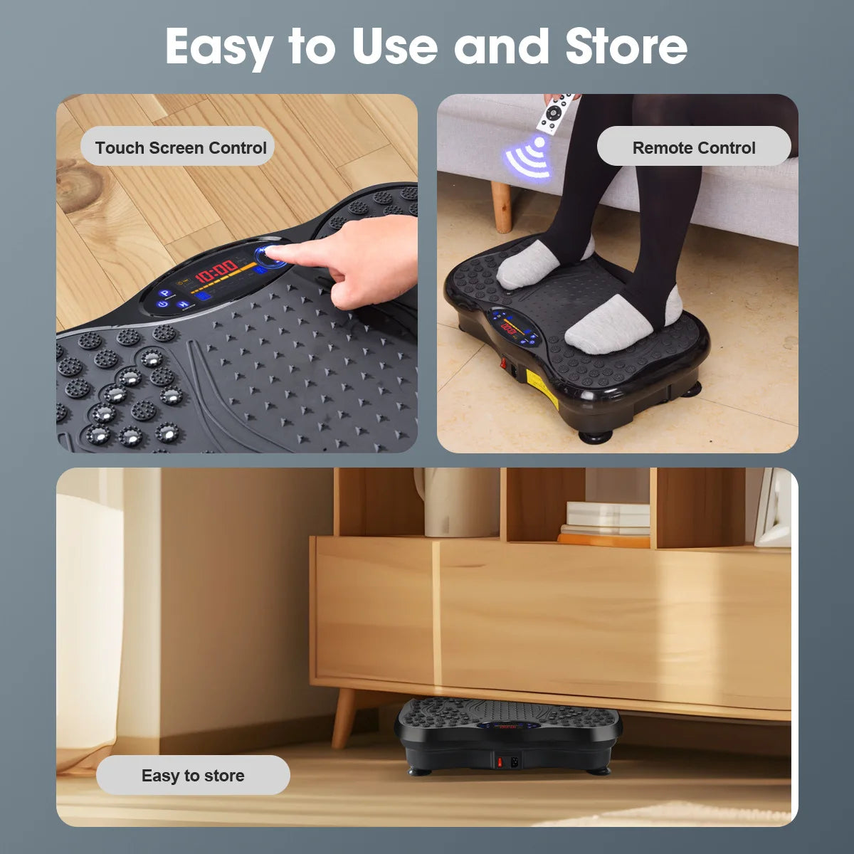 Vibration Plate Board Fitness Exercise Machine with Bluetooth Speaker Fat Burning Weight Loss Resistance Bands for Muscle Toning