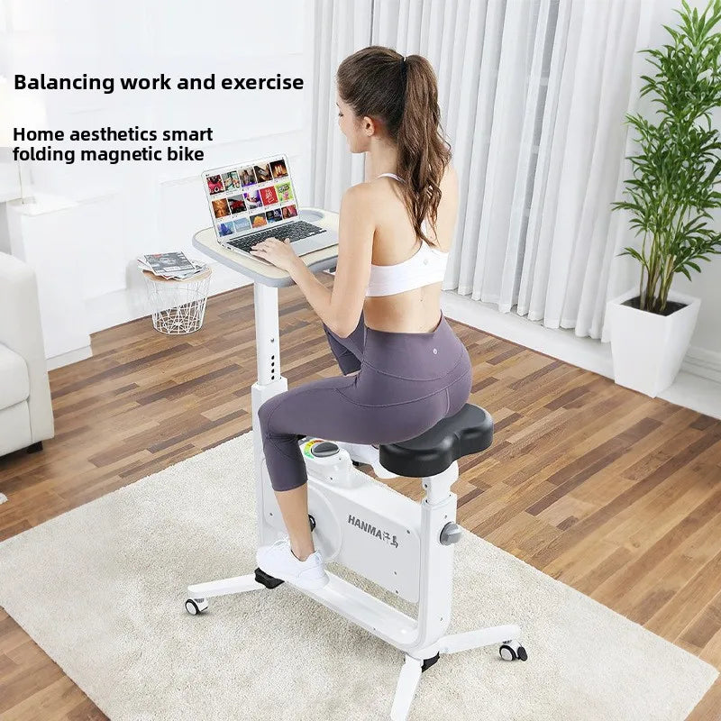Foldable Magnetic Exercise Bike Quiet Indoor Cycling Bike Home Office Fitness Weight Loss Cardio Workout Station