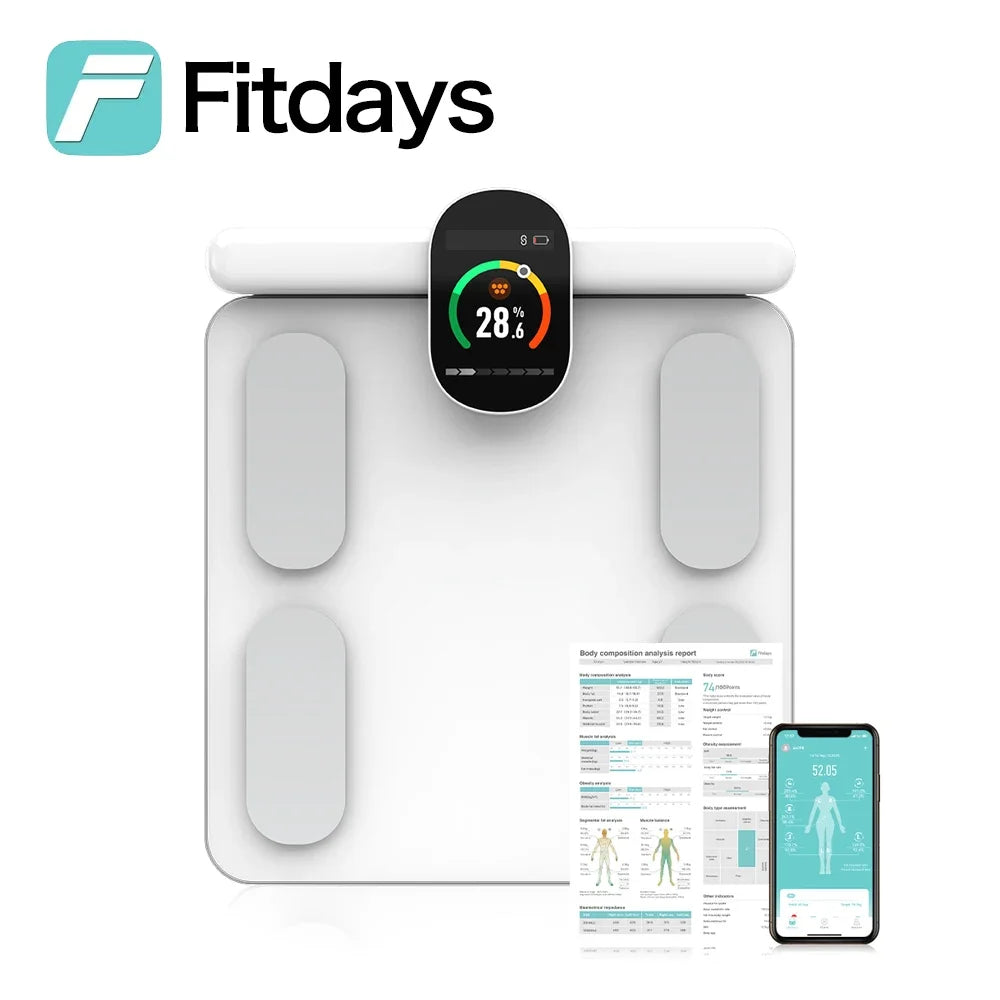 Fitdays Smart Body Composition Scale Hands 8 Electrodes Bioimpedance Balance Scale Professional Gym Smart Body Fat Scale