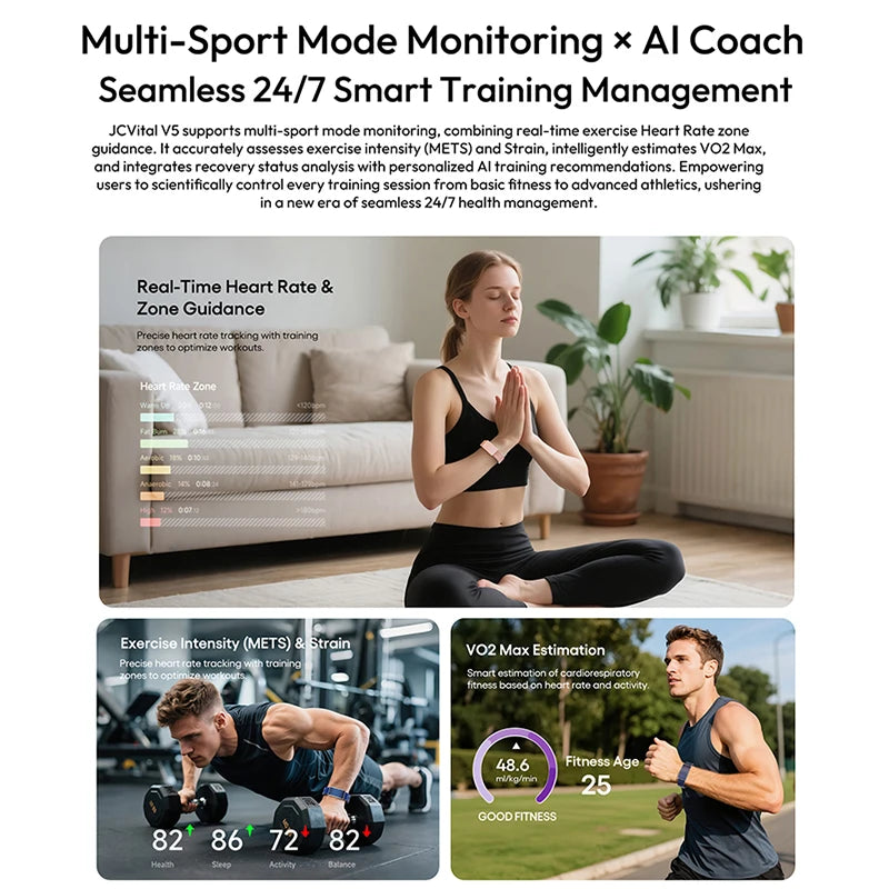 JCVital V5 Black Smart Band Health Trend Monit or Fitness Recovery Bracelet Wearable Device for Rehabilitation