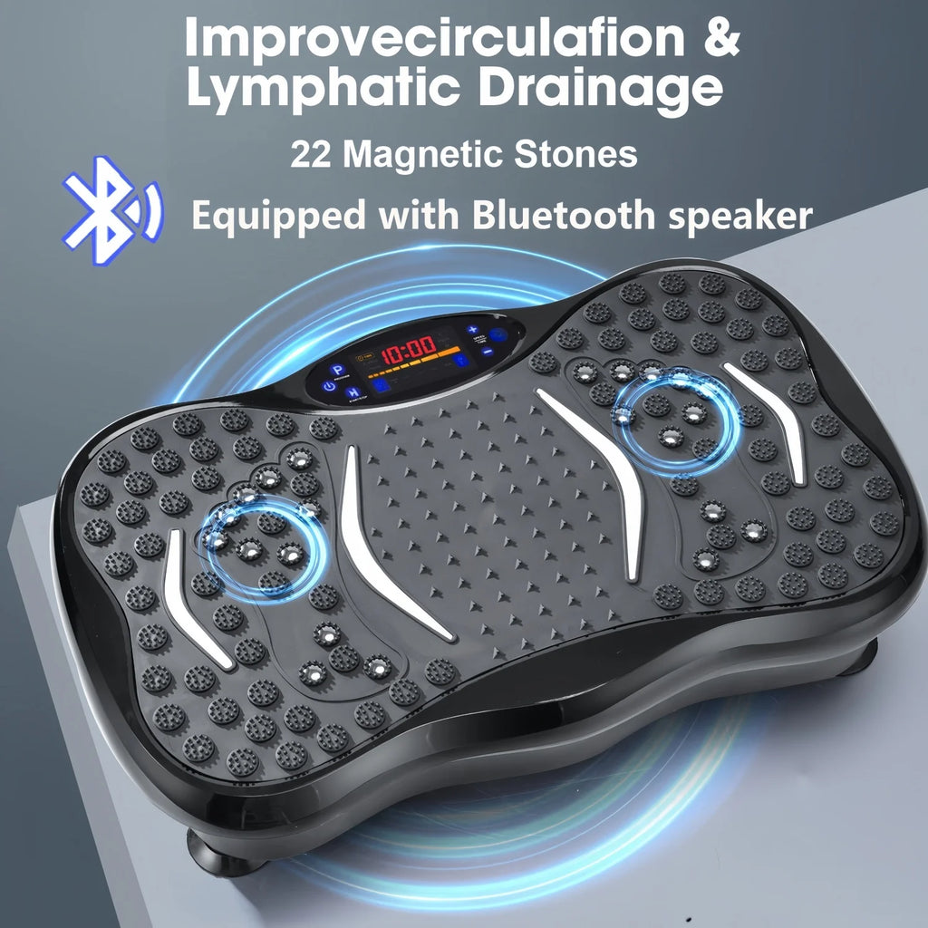 Vibration Plate Board Fitness Exercise Machine with Bluetooth Speaker Fat Burning Weight Loss Resistance Bands for Muscle Toning
