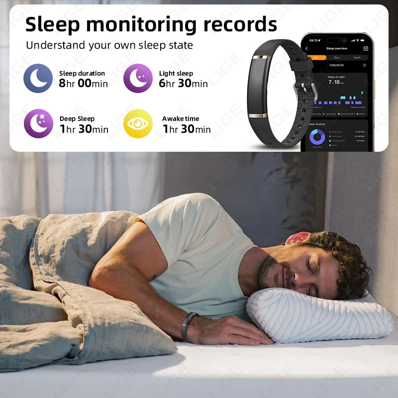 LIGE Sport Band Men Women Fitness Smart Bracelet No Screen Heart Rate Blood Monitor Smart Watch Waterproof Multifunction Watches