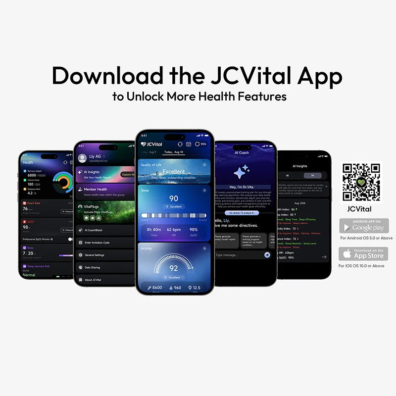 JCVital V5 Black Smart Band Health Trend Monit or Fitness Recovery Bracelet Wearable Device for Rehabilitation