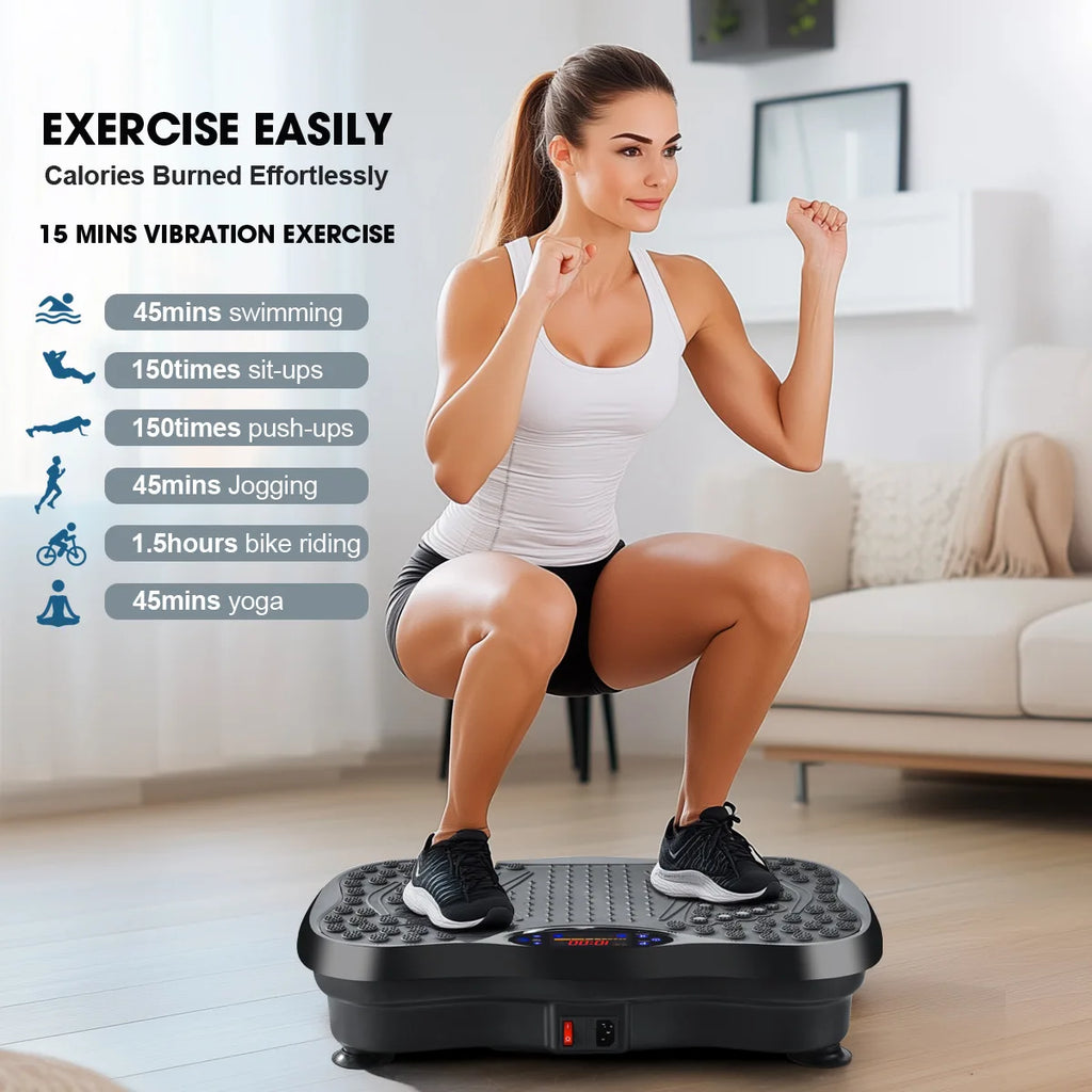 Vibration Plate Board Fitness Exercise Machine with Bluetooth Speaker Fat Burning Weight Loss Resistance Bands for Muscle Toning