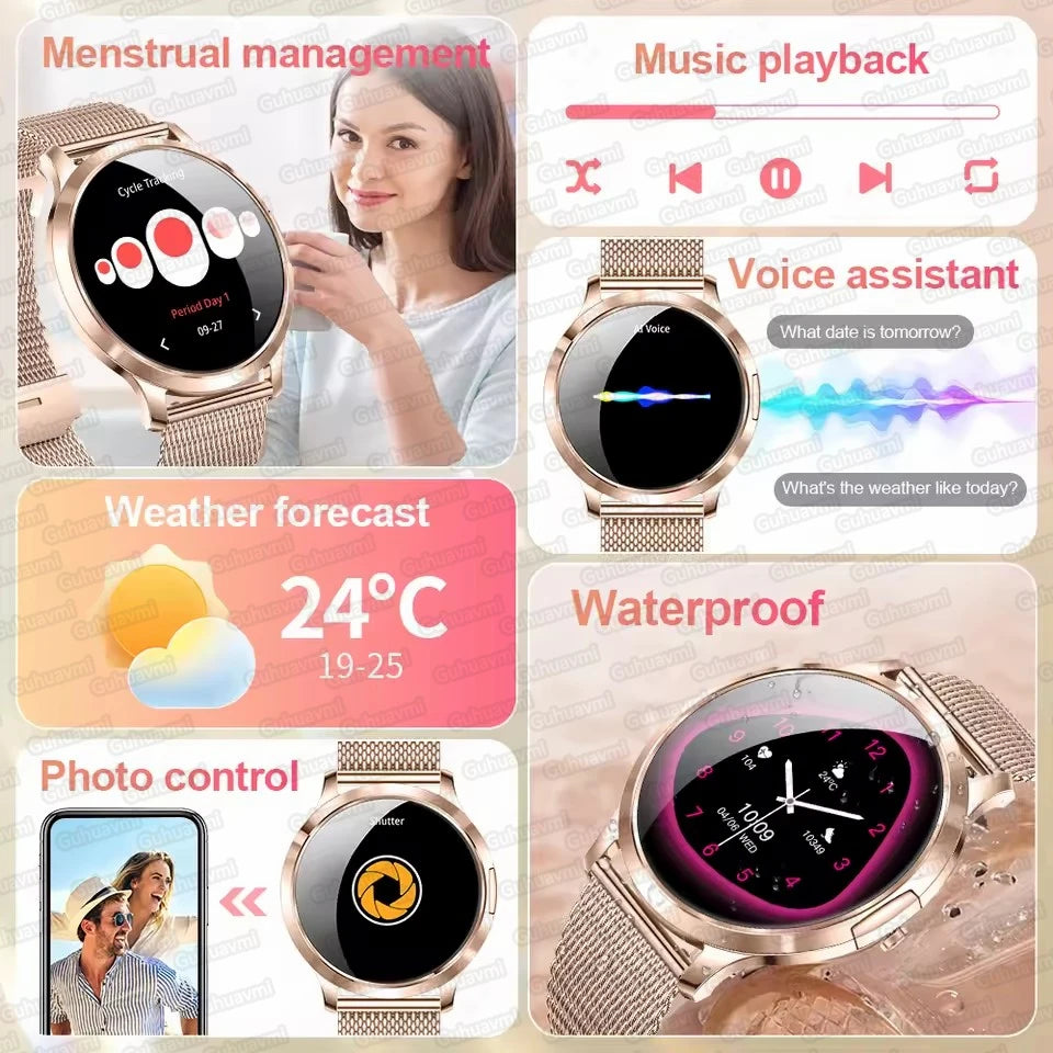 2026 New Smart Watch For Women Gift 1.32 Inch Full Touch Screen Sports Fitness Watches Bluetooth Calls Digital Smartwatch Ladies