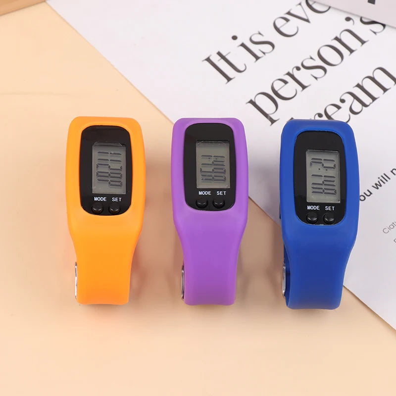 LED Pedometer Bracelet Step Counter Watch with 12/24H Time Display Silicone Fitness Tracker Step Watch