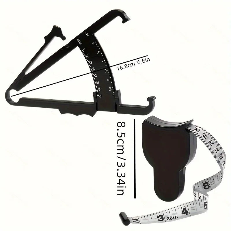 1 Set Body Fat Measuring Device and Waist Tape Combination-Handheld Fat Meter and Tape Measure,Portable Fitness Measurement Too