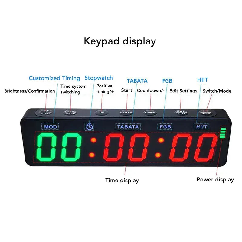Fitness Digital Timer Gym Timer Clock HIIT Mode Portable Countdown And Count Up Rechargeable Stopwatch Magnetic For Boxing