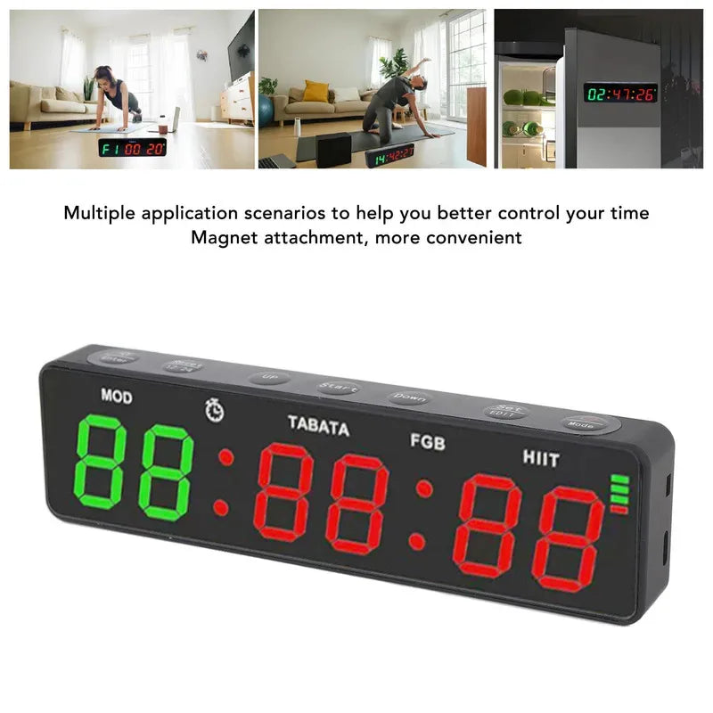 Fitness Digital Timer Gym Timer Clock HIIT Mode Portable Countdown And Count Up Rechargeable Stopwatch Magnetic For Boxing
