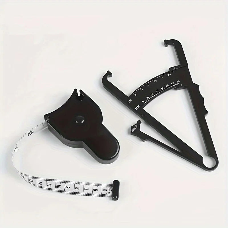 1 Set Body Fat Measuring Device and Waist Tape Combination-Handheld Fat Meter and Tape Measure,Portable Fitness Measurement Too