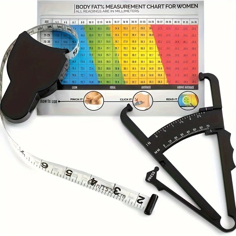 1 Set Body Fat Measuring Device and Waist Tape Combination-Handheld Fat Meter and Tape Measure,Portable Fitness Measurement Too