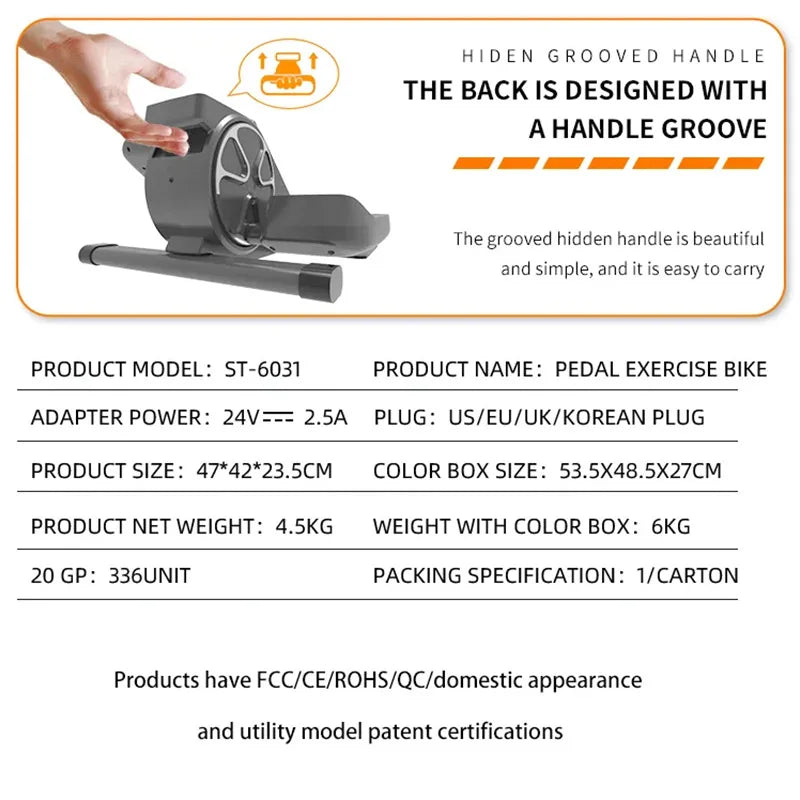 Pedal Exerciser with LCD Screen Remote Control Foot Cycle for Leg Toning Home Office Desk Fitness and Rehabilitation