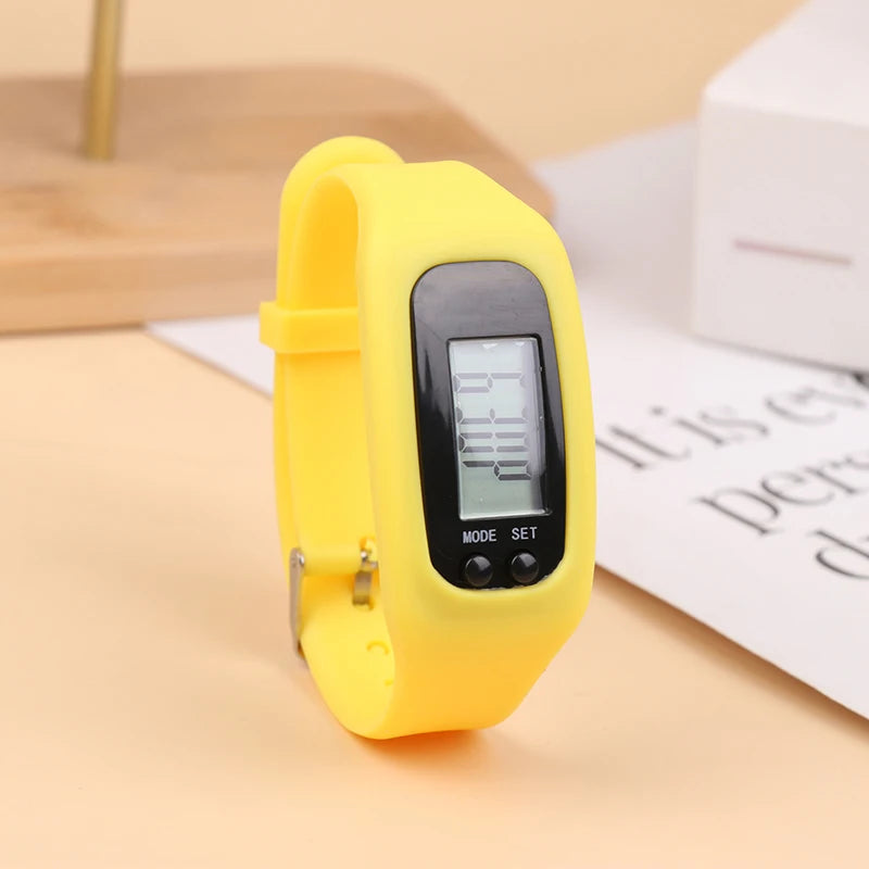 LED Pedometer Bracelet Step Counter Watch with 12/24H Time Display Silicone Fitness Tracker Step Watch