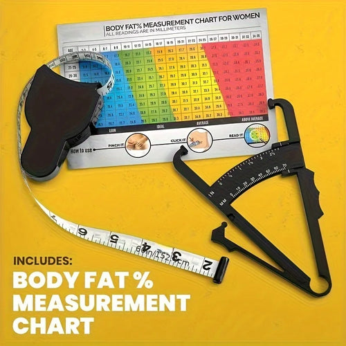 1 Set Body Fat Measuring Device and Waist Tape Combination-Handheld Fat Meter and Tape Measure,Portable Fitness Measurement Too