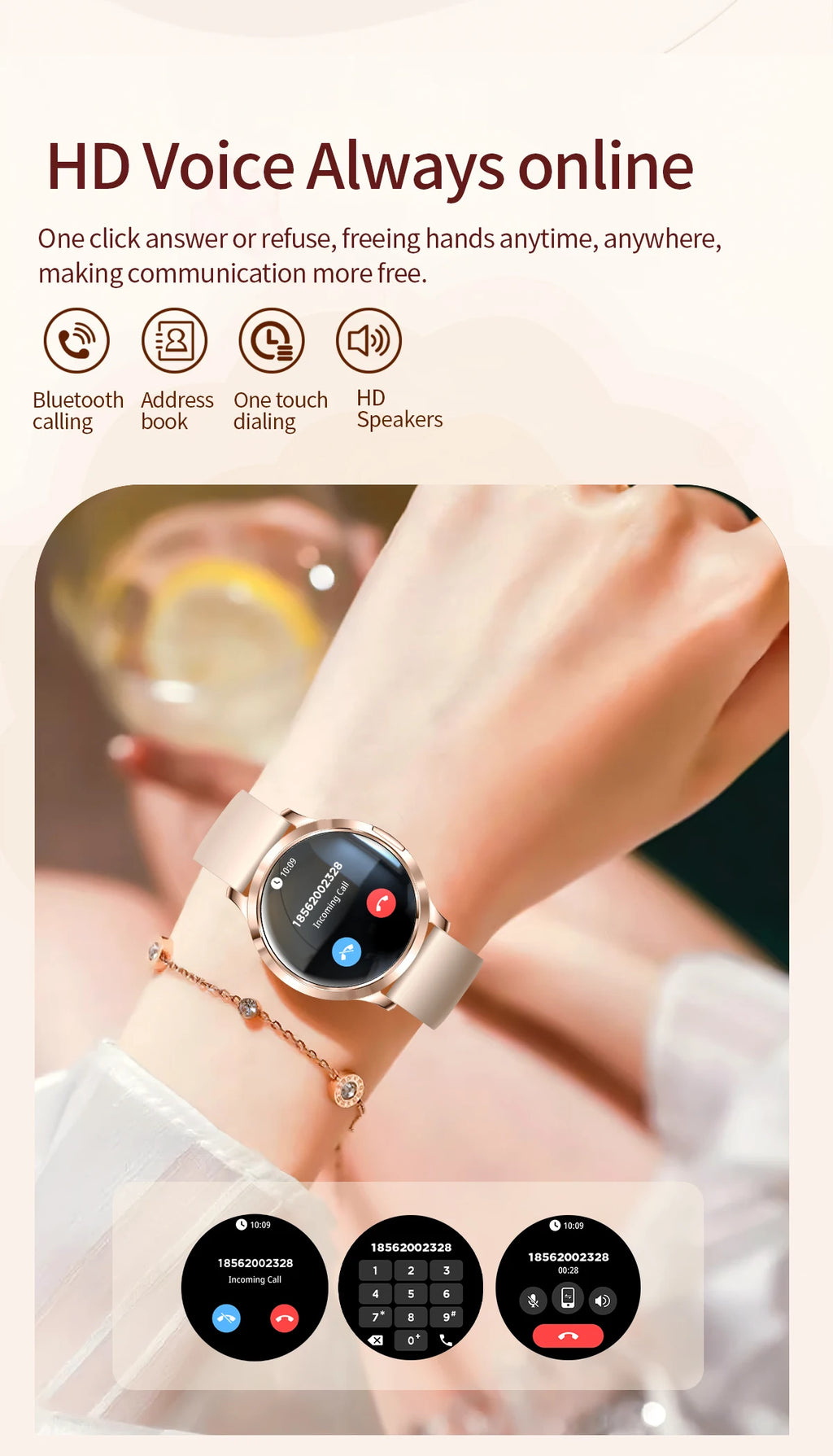2026 New Smart Watch For Women Gift 1.32 Inch Full Touch Screen Sports Fitness Watches Bluetooth Calls Digital Smartwatch Ladies