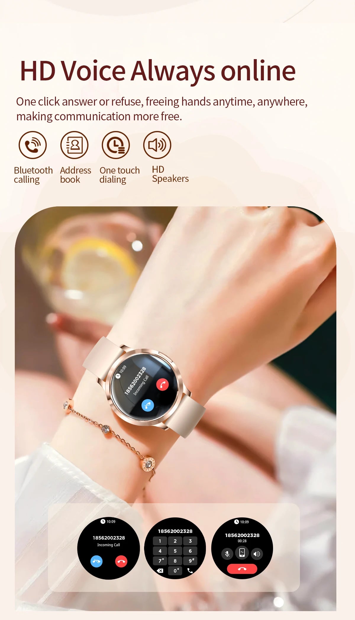 2026 New Smart Watch For Women Gift 1.32 Inch Full Touch Screen Sports Fitness Watches Bluetooth Calls Digital Smartwatch Ladies