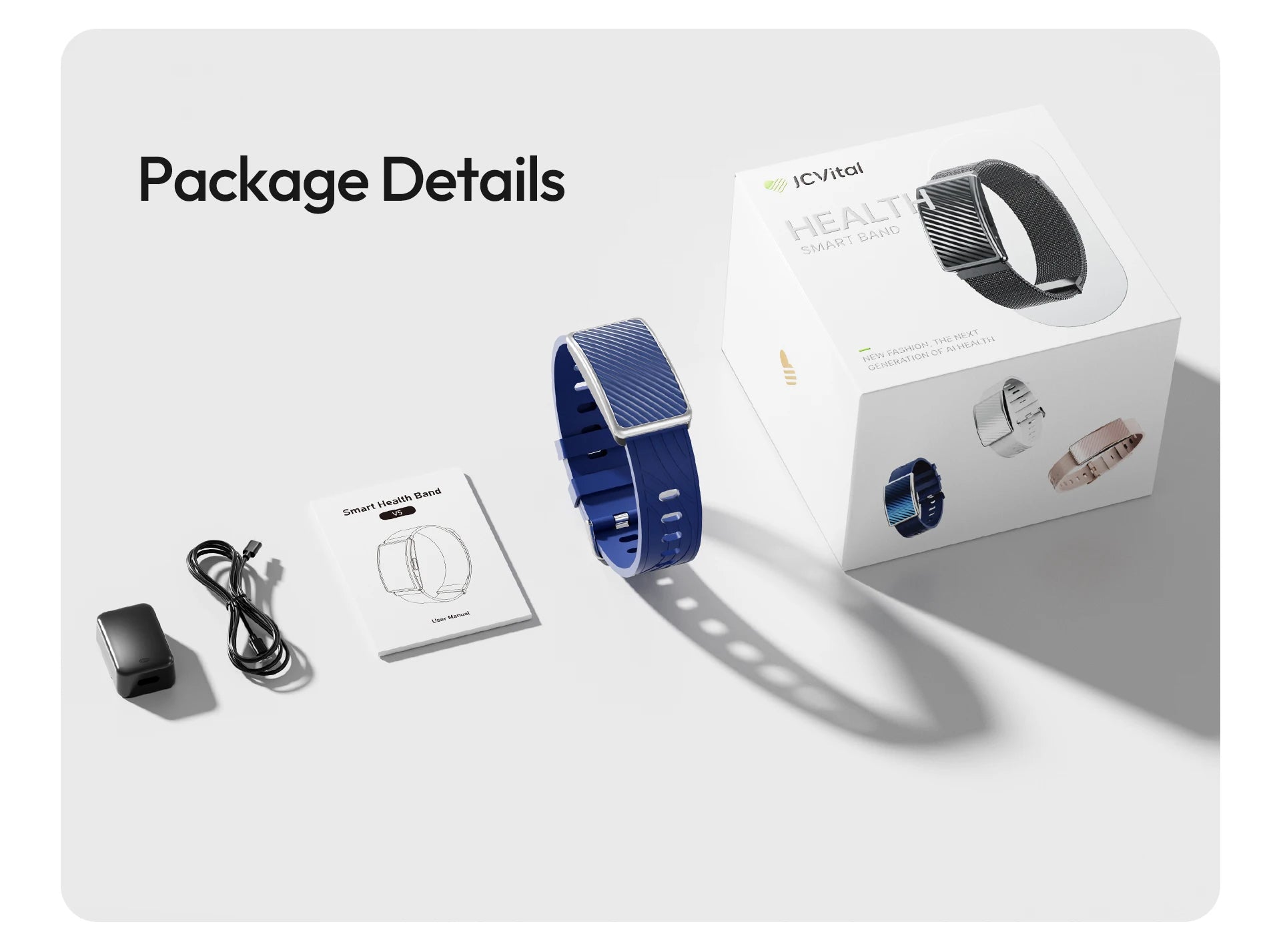 JCVital V5 Black Smart Band Health Trend Monit or Fitness Recovery Bracelet Wearable Device for Rehabilitation