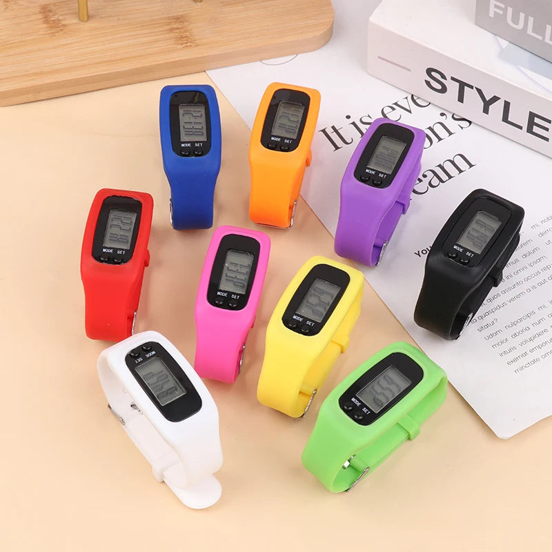 LED Pedometer Bracelet Step Counter Watch with 12/24H Time Display Silicone Fitness Tracker Step Watch