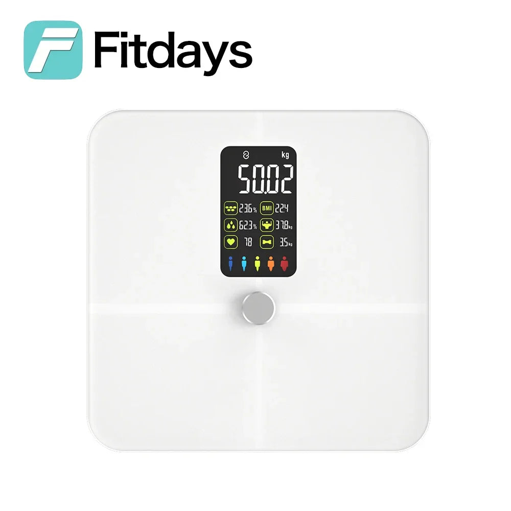Fitdays Smart Body Composition Scale Hands 8 Electrodes Bioimpedance Balance Scale Professional Gym Smart Body Fat Scale